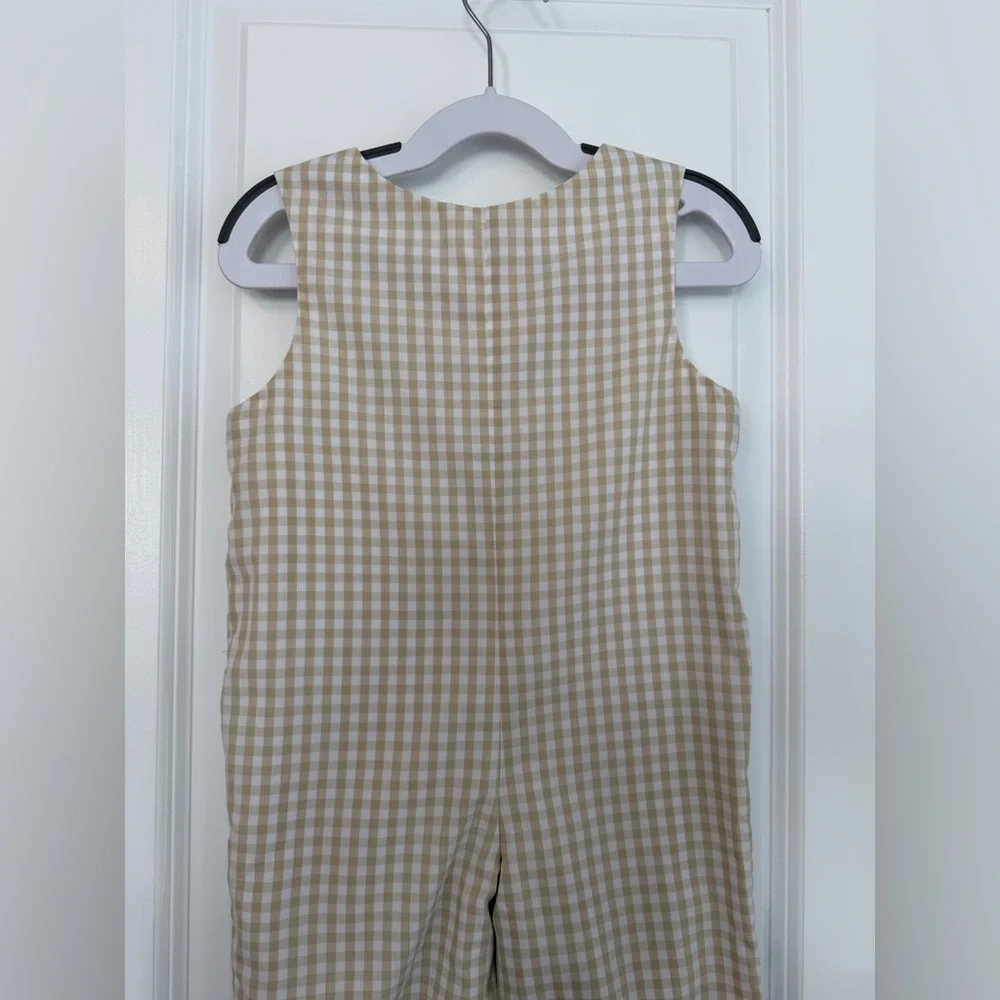 Stellybelly Smocked Turkey Thanksgiving Longall Tan Gingham Size 12 Months